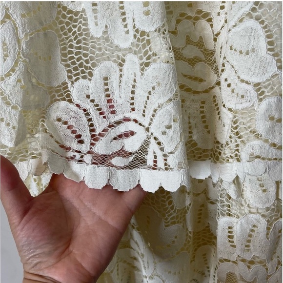 ANTHROPOLOGIE Maeve Strapless Cream Lace and Crochet Tiered Mini Dress - Picture 8 of 12